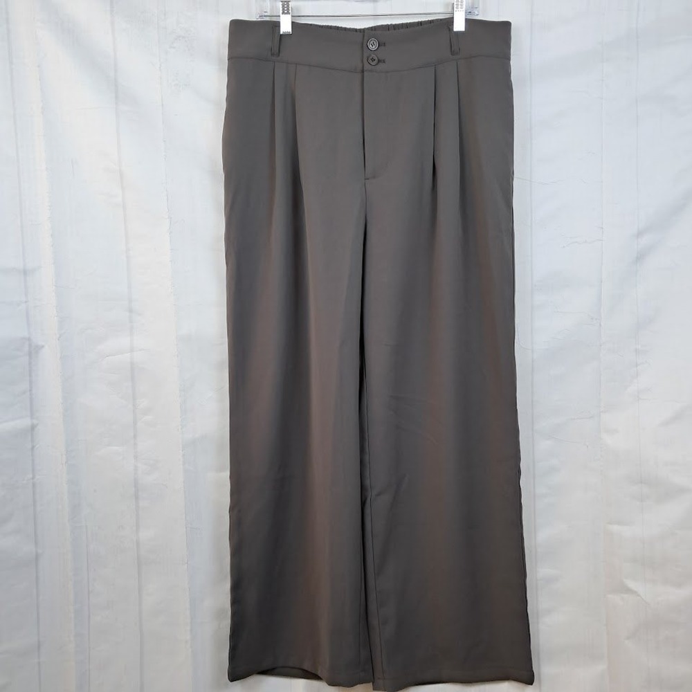 Halara XL Dark Gray Breezeful Pleated Wide Leg Trouser Dress Pants Flowy